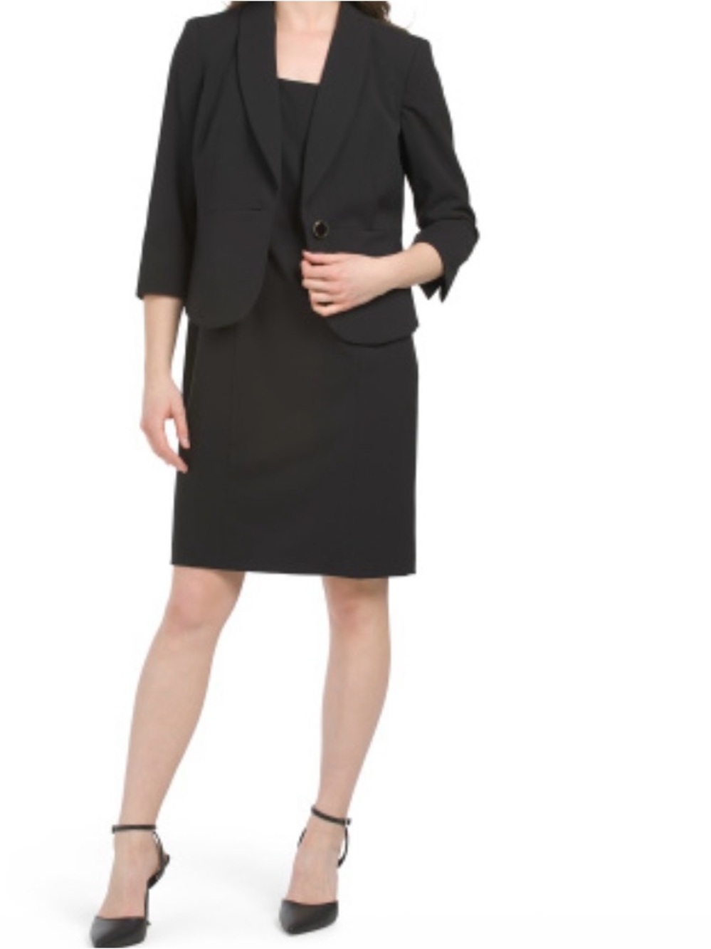 Le Suit Black suit Women's Shawl Collar Blazer with Matching Dress